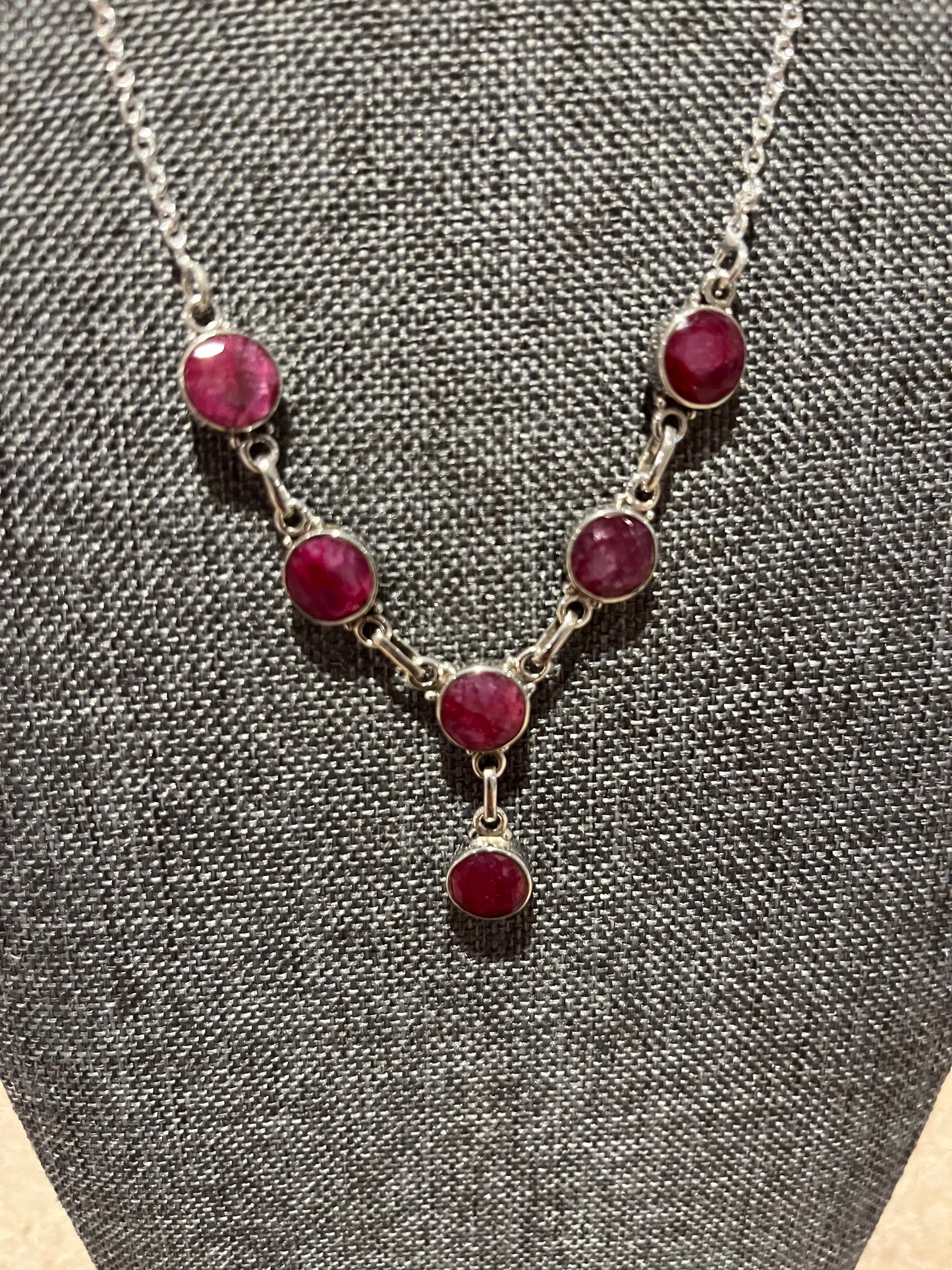 Sterling Silver Ruby Necklace