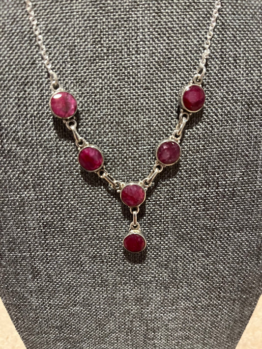 Sterling Silver Ruby Necklace