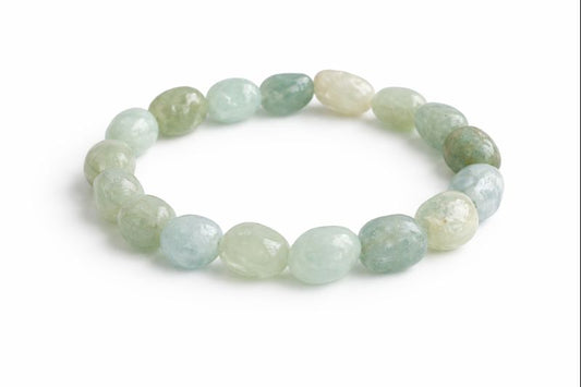 Natural Tumbled Aquamarine Gemstone Beaded Bracelet