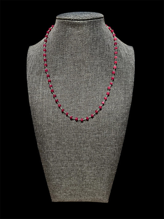 Sterling Silver 16" Ruby Necklace New