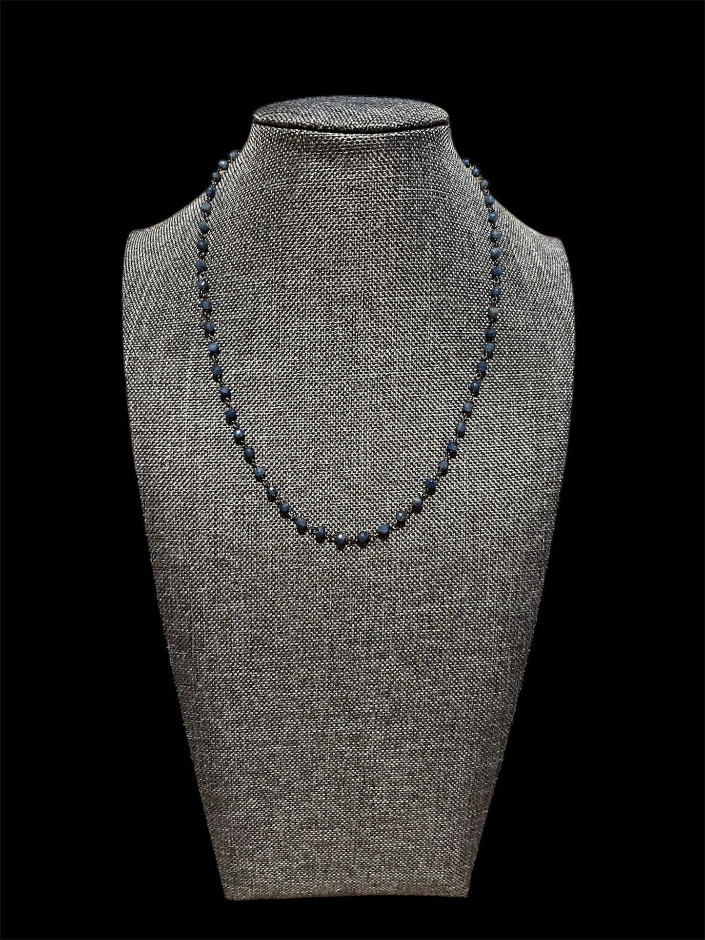 Black Oxidized Silver 16" Blue Sapphire Necklace