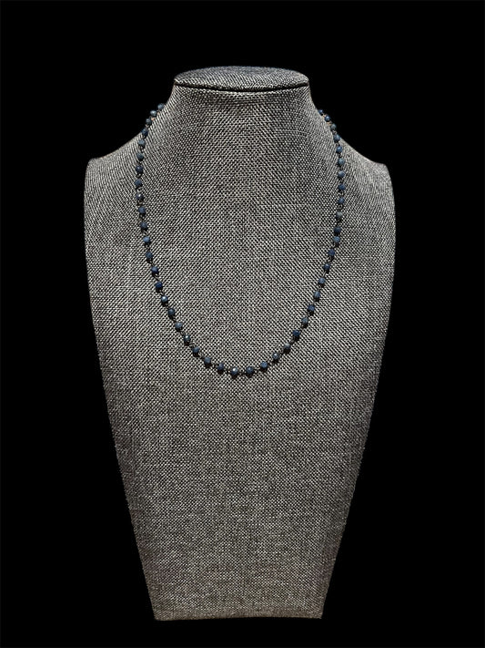 Black Oxidized Silver 16" Blue Sapphire Necklace
