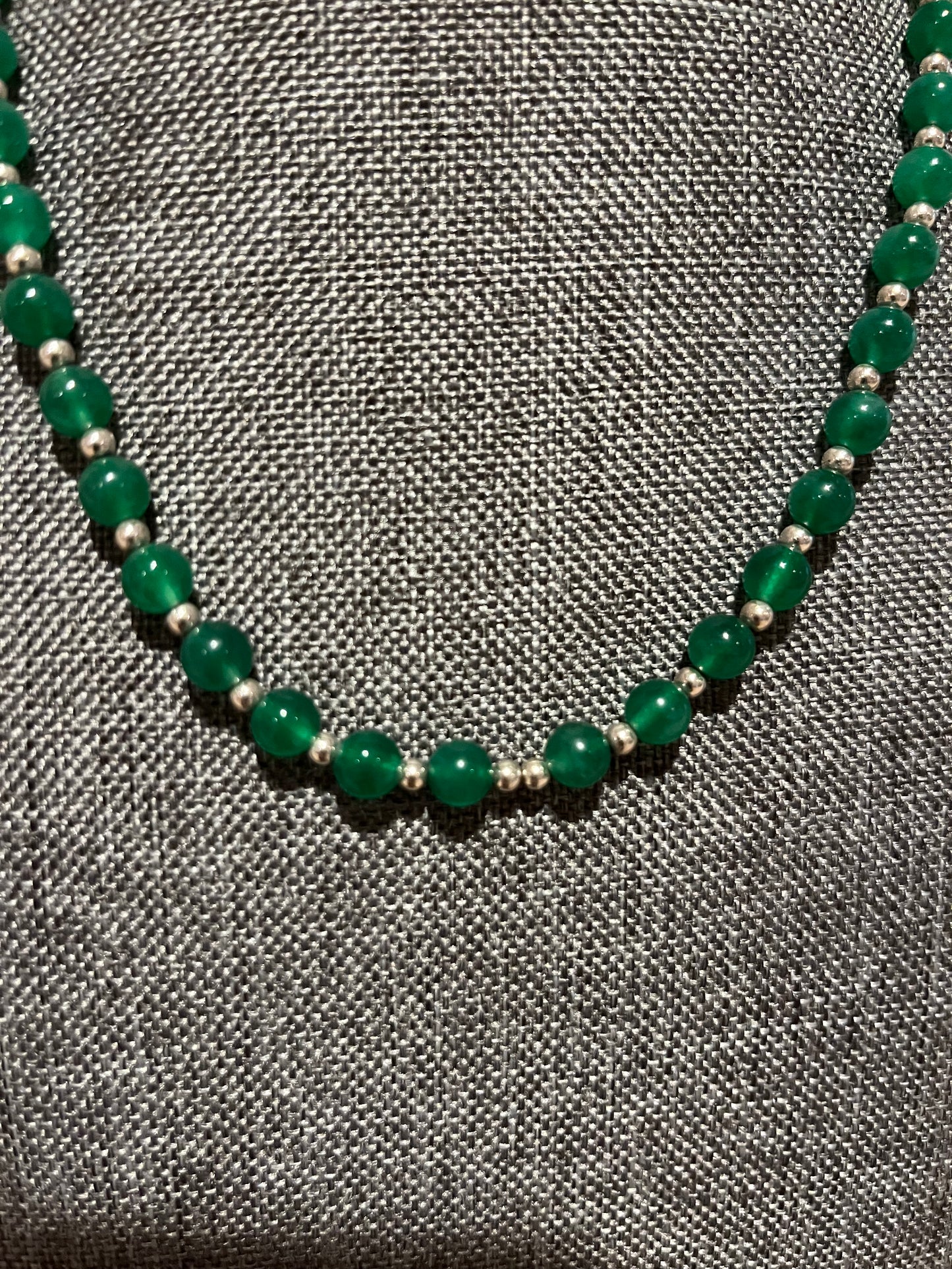 Sterling Silver Green Onyx Necklace