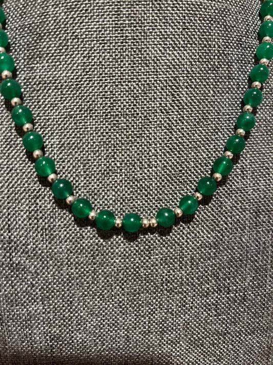 Sterling Silver Green Onyx Necklace