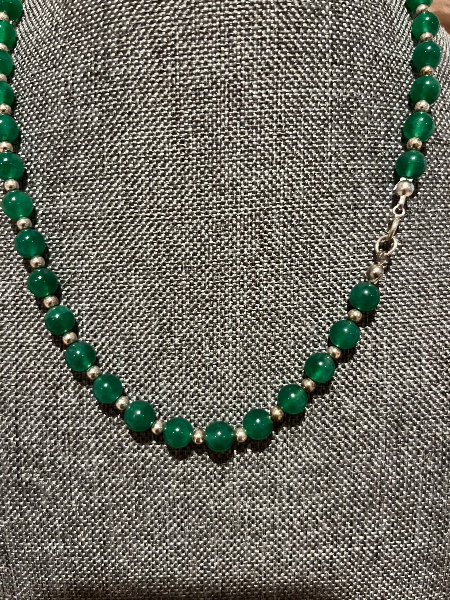 Sterling Silver Green Onyx Necklace
