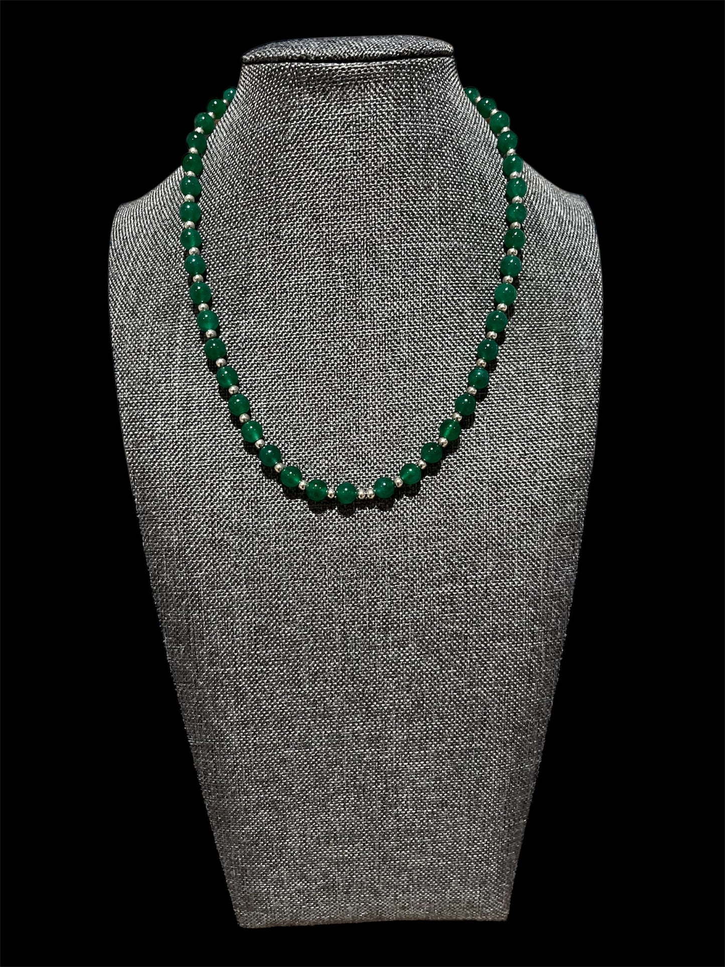 Sterling Silver Green Onyx Necklace