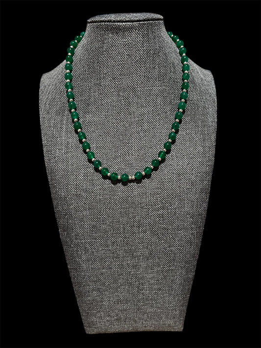 Sterling Silver Green Onyx Necklace