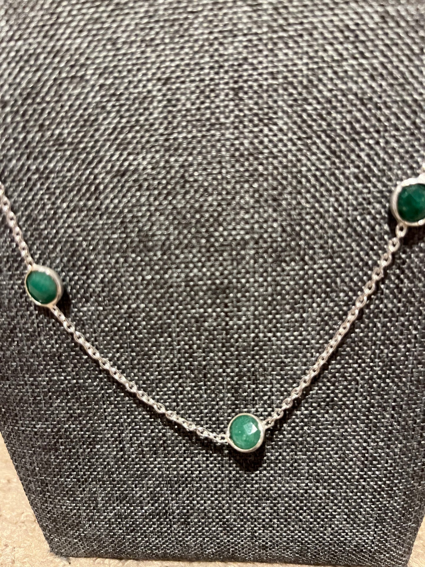 Sterling Silver Floating Emerald Necklace