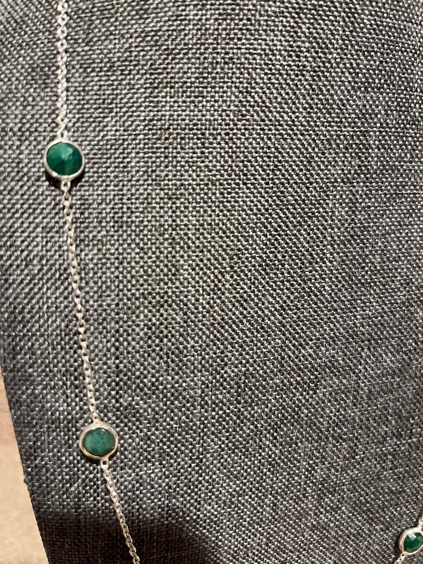 Sterling Silver Floating Emerald Necklace