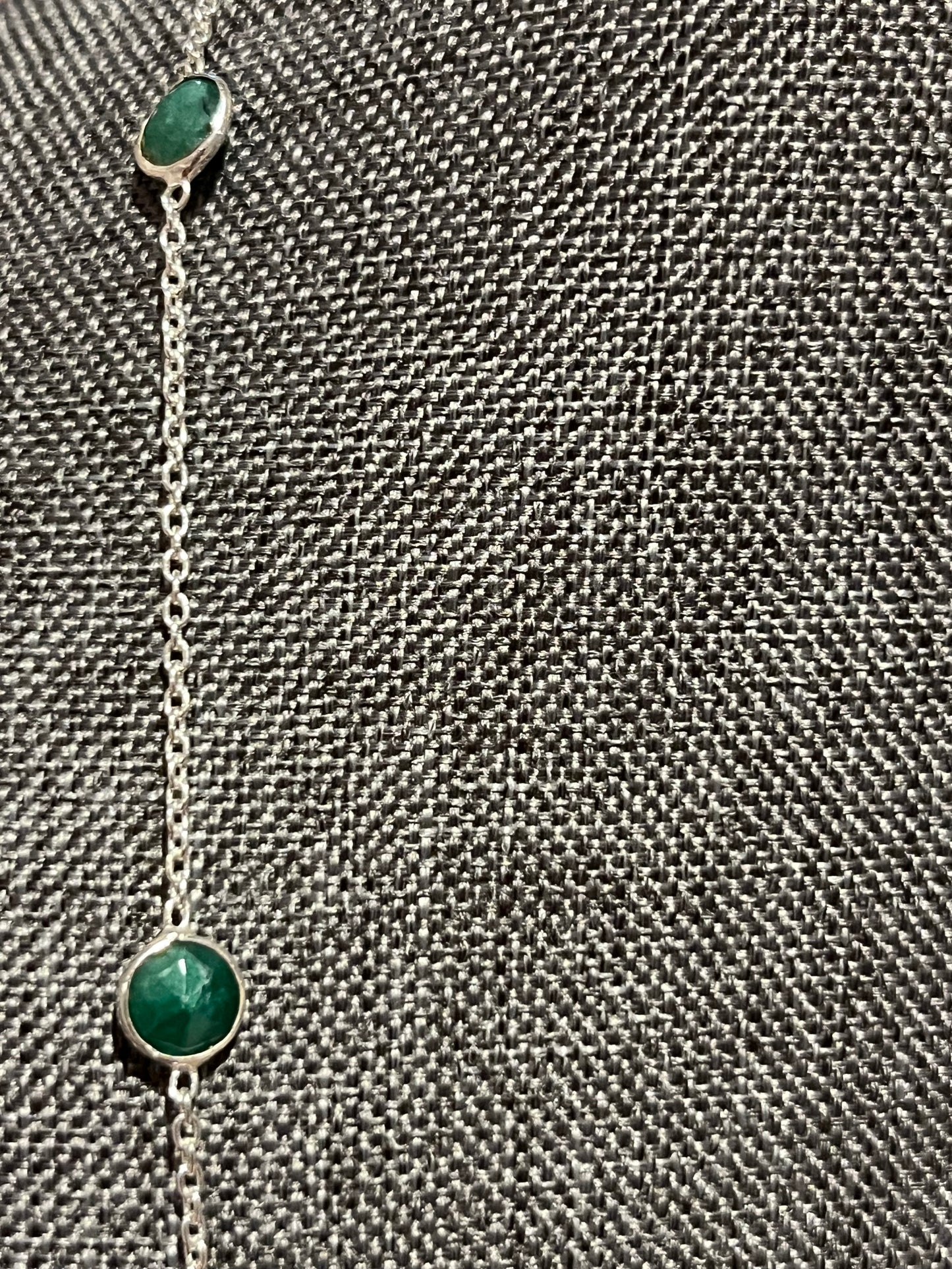 Sterling Silver Floating Emerald Necklace