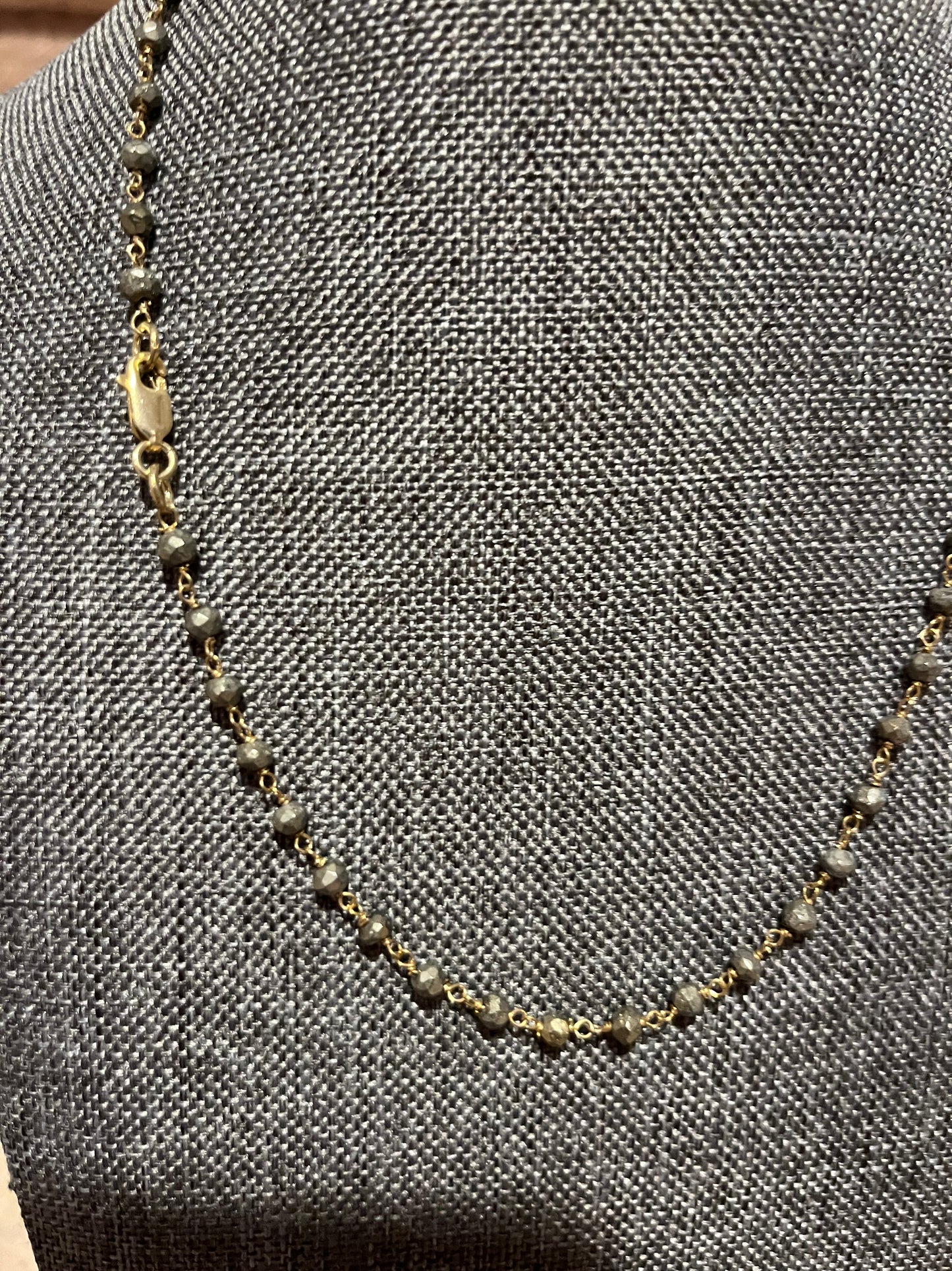Gold Vermeil 16" Natural Pyrite Necklace