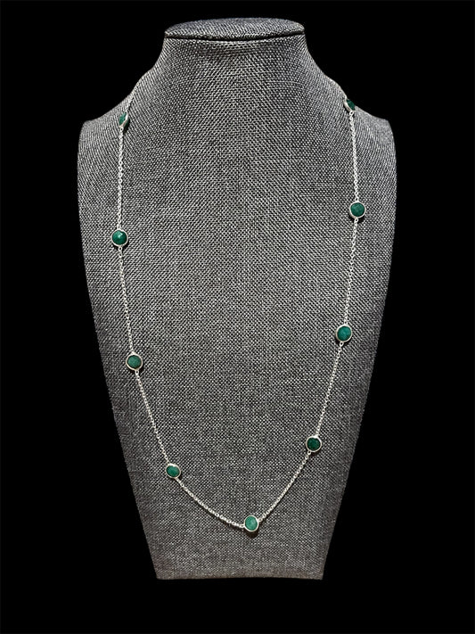 Sterling Silver Floating Emerald Necklace