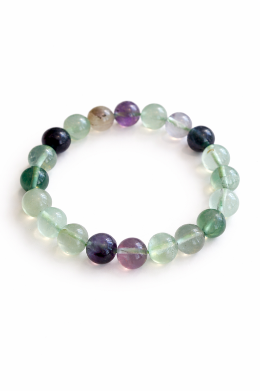 Fluorite Beaded Bracelet 10mm