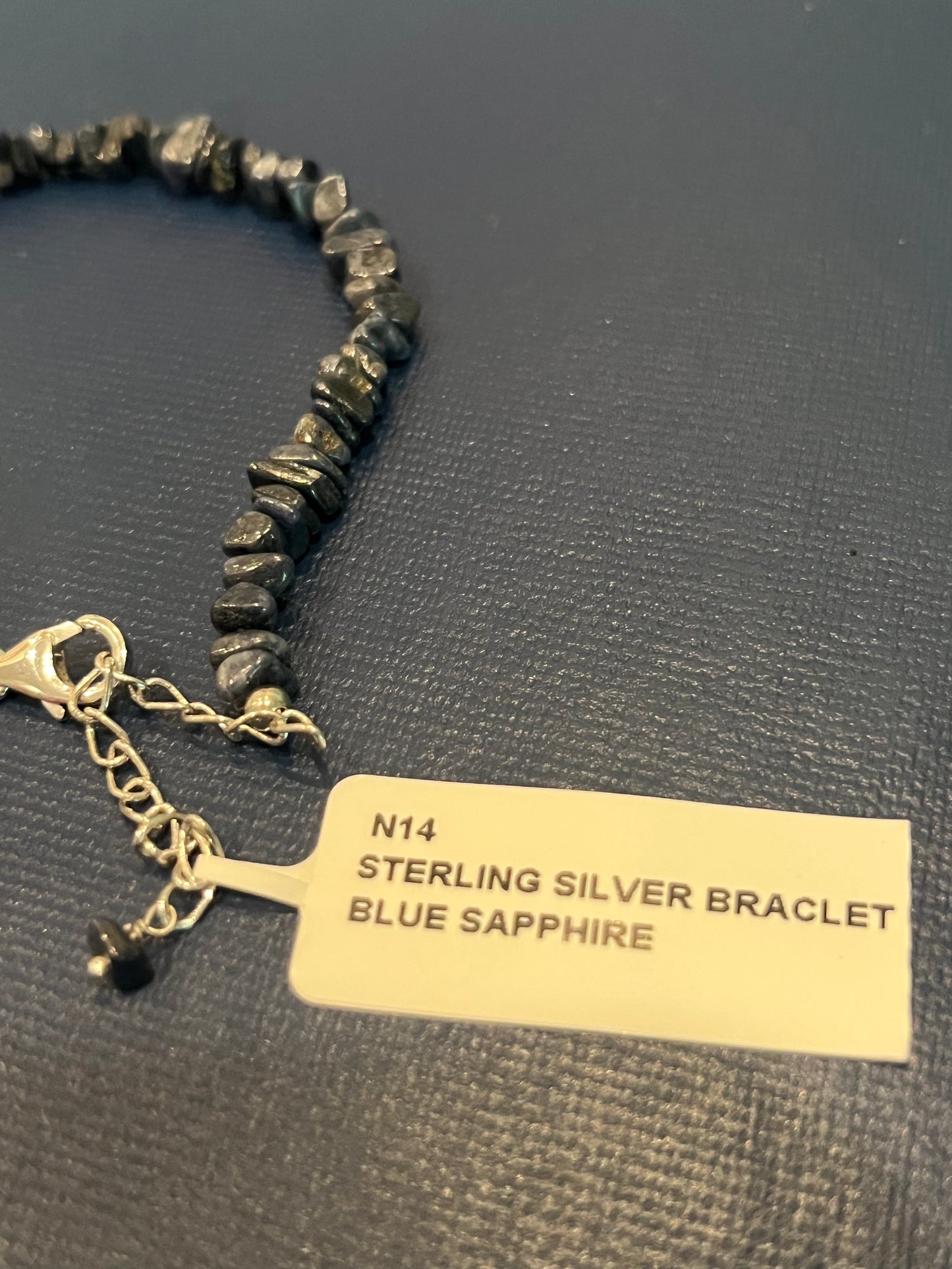 Sterling Silver Bracelet With Natural Sapphire Adjustable New