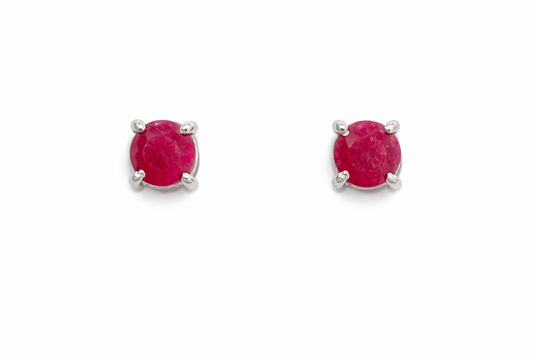 Sterling Silver Ruby Stud Earrings