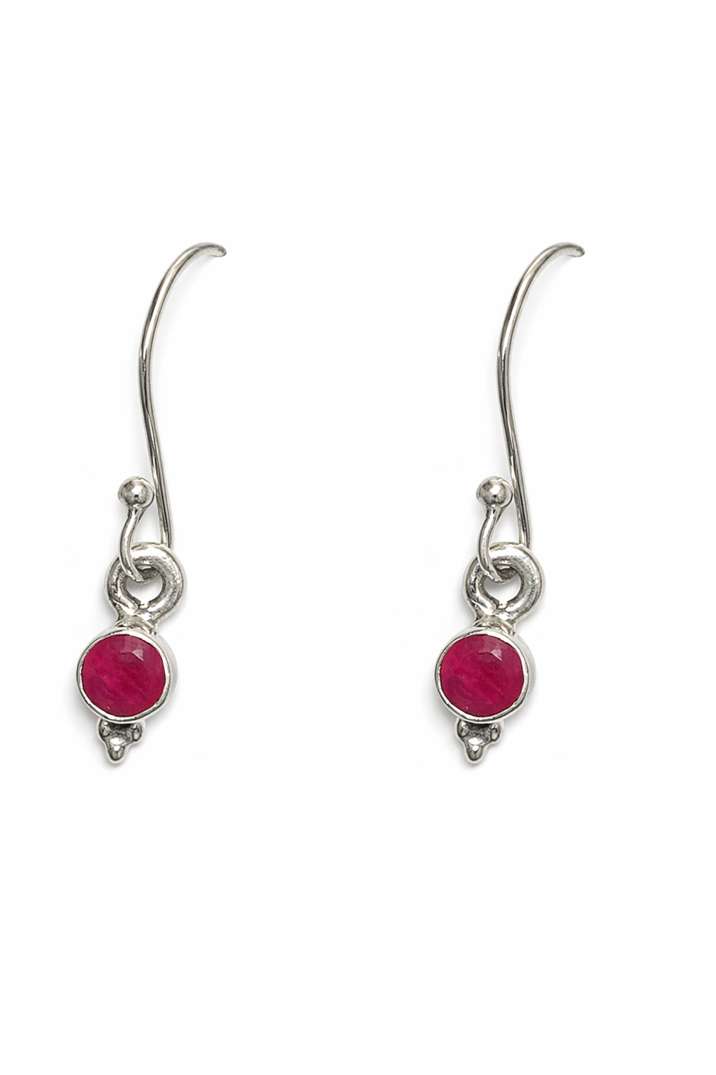 Sterling Silver Ruby Dangle Earrings