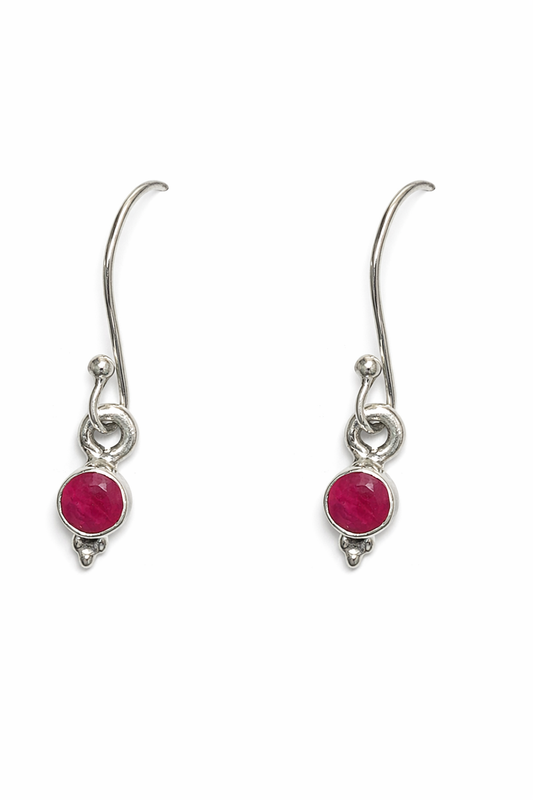 Sterling Silver Ruby Dangle Earrings