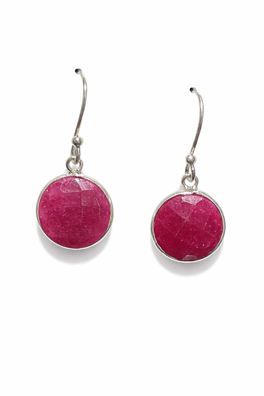 Sterling Silver Ruby Dangle Earrings