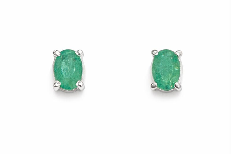 Sterling Silver Emerald Stud Earrings
