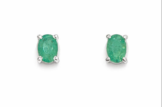 Sterling Silver Emerald Stud Earrings