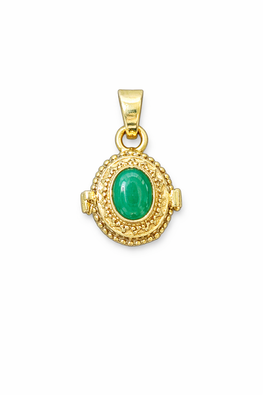 Sterling Silver Green Onyx Poison Pendant Locket