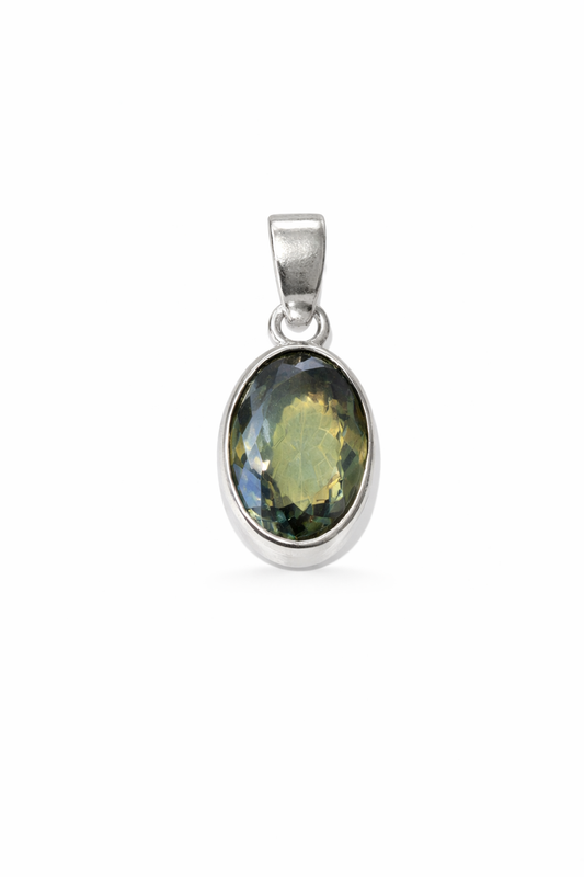 Sterling Silver Green Amethyst Pendant