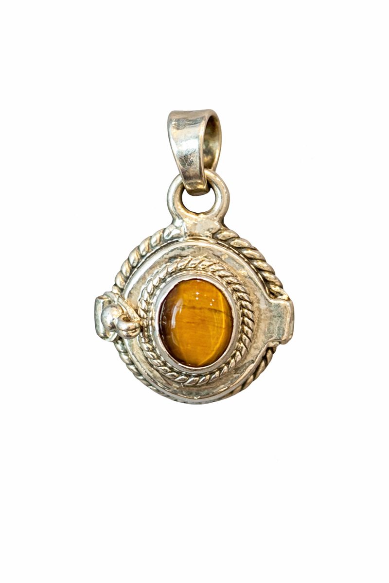 Sterling Silver Tiger's Eye Poison Pendant