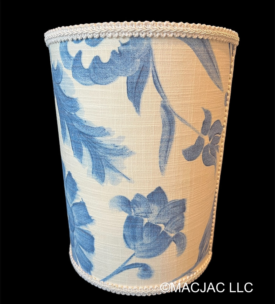 Springtime Blue Fabric Covered Wastebasket ***In Stock***