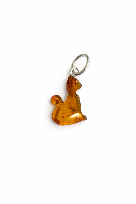 Sterling Silver Amber Cat Pendant Charm