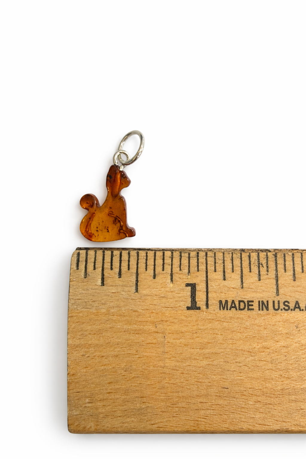 Sterling Silver Amber Cat Pendant Charm