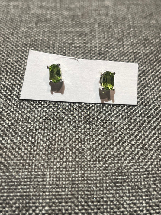 Sterling Silver Green Peridot Stud Earrings