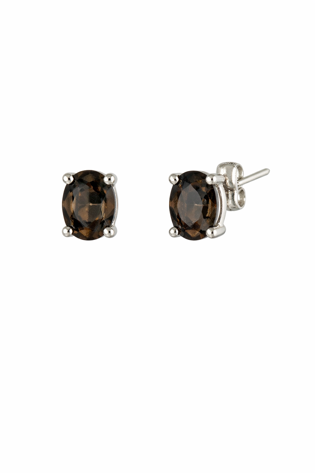 Sterling Silver Smoky Quartz Stud Earrings
