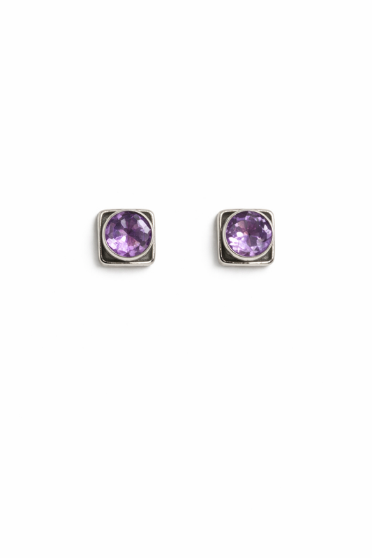 Sterling Silver Amethyst Stud Earrings