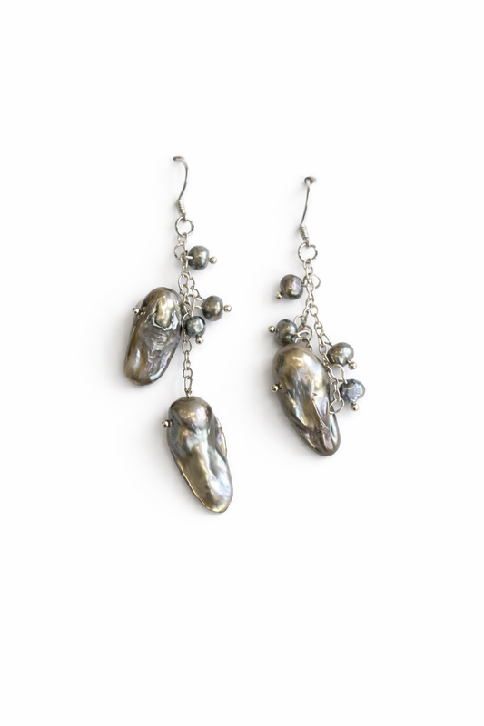 Sterling Silver Abalone Pearl Dangle Earrings