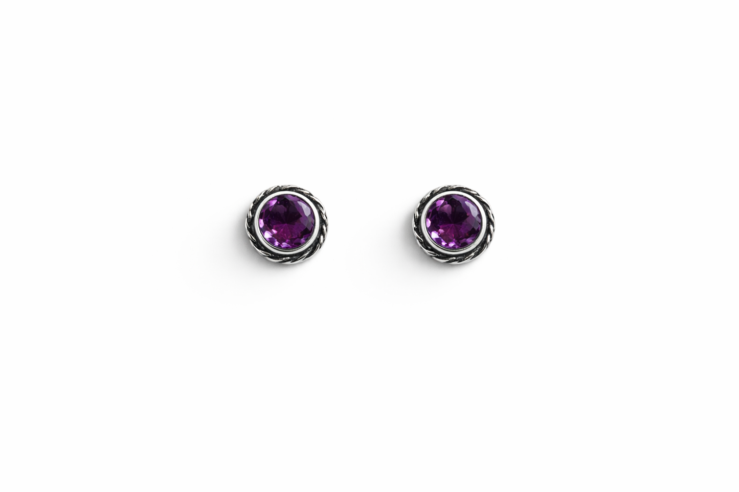 Sterling Silver Amethyst Stud Earrings