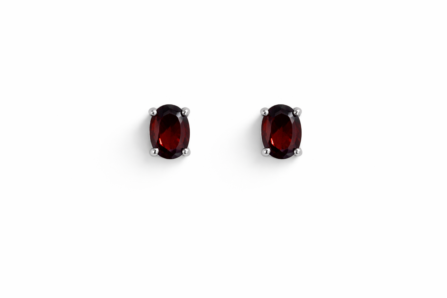 Sterling Silver Garnet Stud Earrings