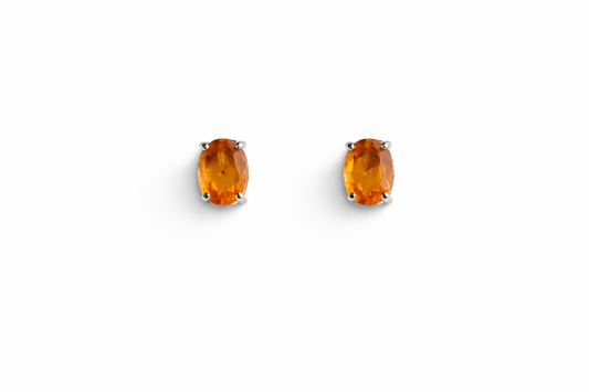 Sterling Silver Garnet Spessartine Stud Earrings