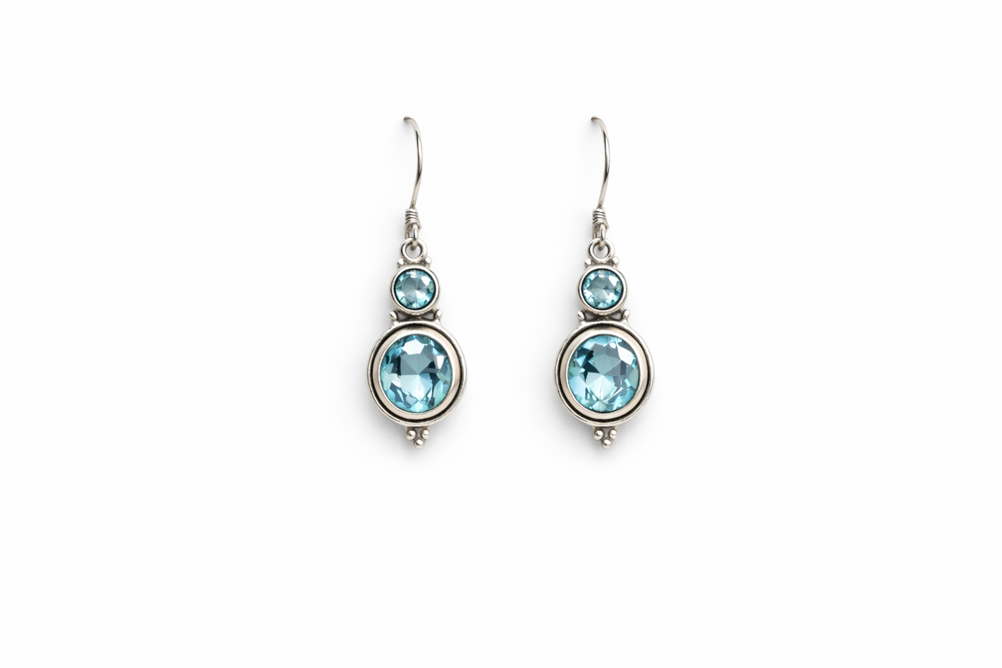 Sterling Silver Blue Topaz Dangle Earrings