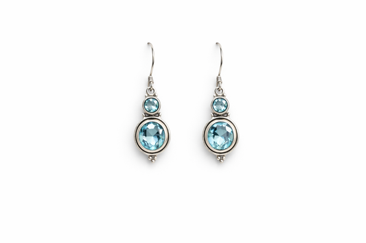 Sterling Silver Blue Topaz Dangle Earrings