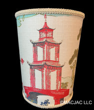 Load image into Gallery viewer, Red Pagoda Fabric Covered Wastebasket ***In Stock***