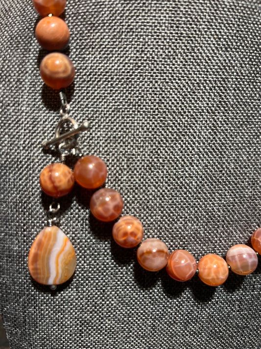 Snakeskin Agate Sterling Silver Necklace