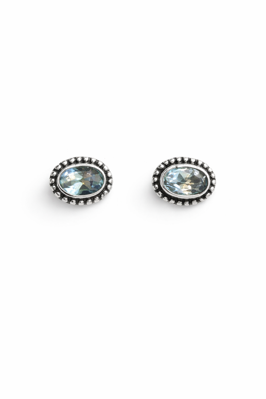 Sterling Silver Blue Topaz Stud Earrings