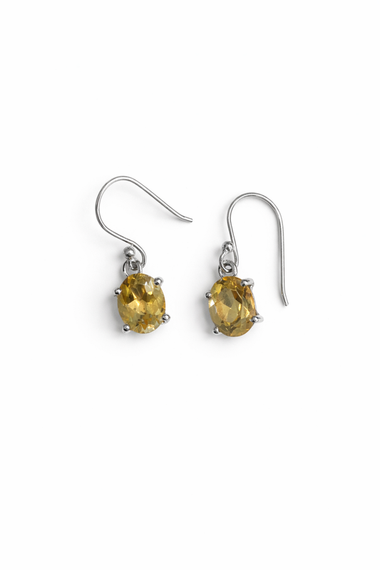 Sterling Silver Citrine Dangle Earrings