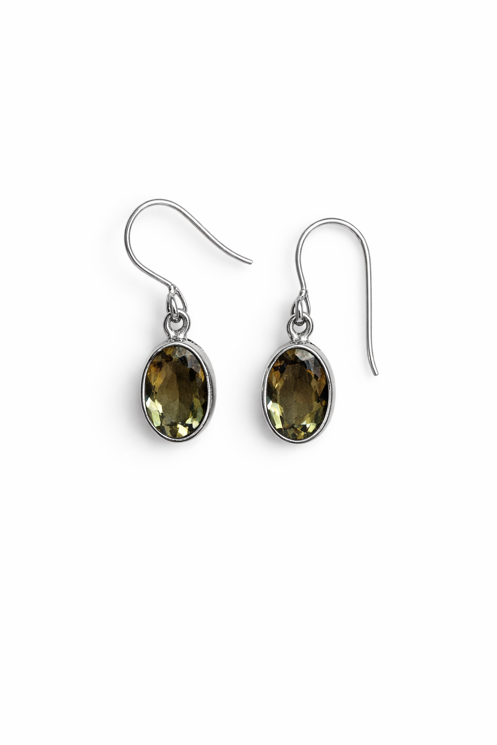 Sterling Silver Green Amethyst Dangle Earrings