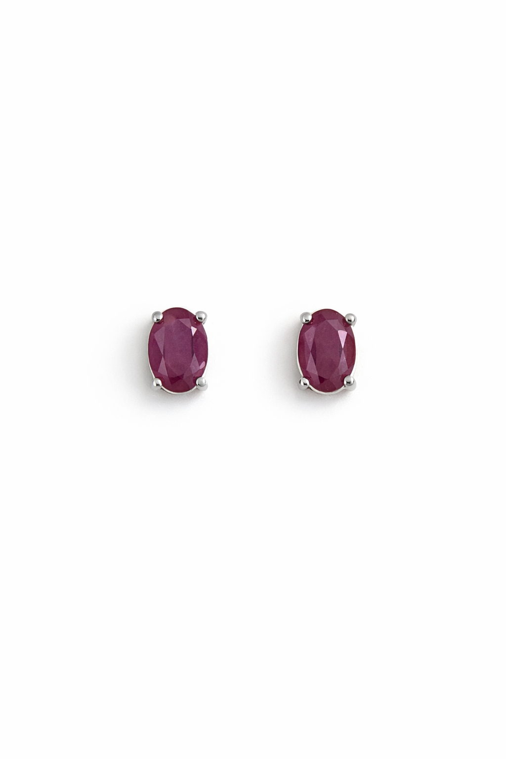 Sterling Silver Ruby Stud Earrings