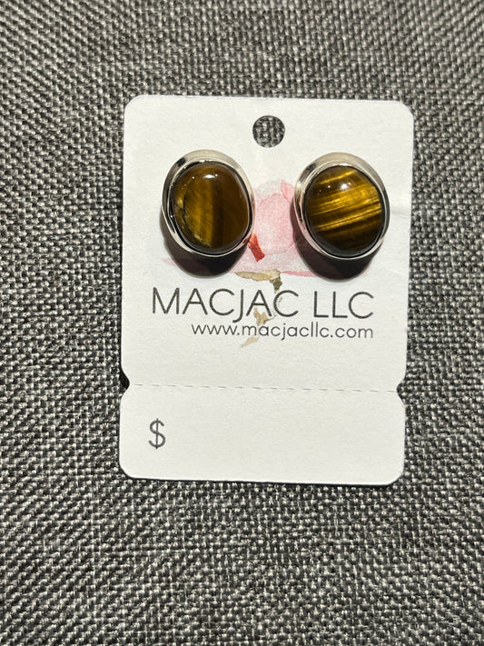 Tiger's Eye Sterling Silver Stud Earrings