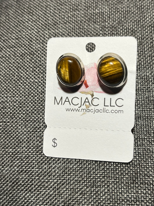 Tiger's Eye Sterling Silver Stud Earrings
