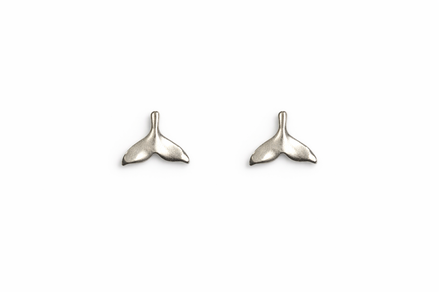 Sterling Silver Whale Tail Stud Earrings