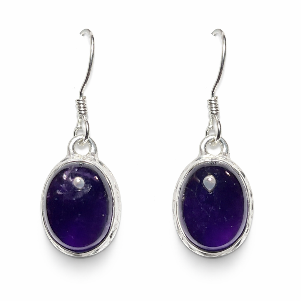 Amethyst Sterling Silver Dangle Earrings New