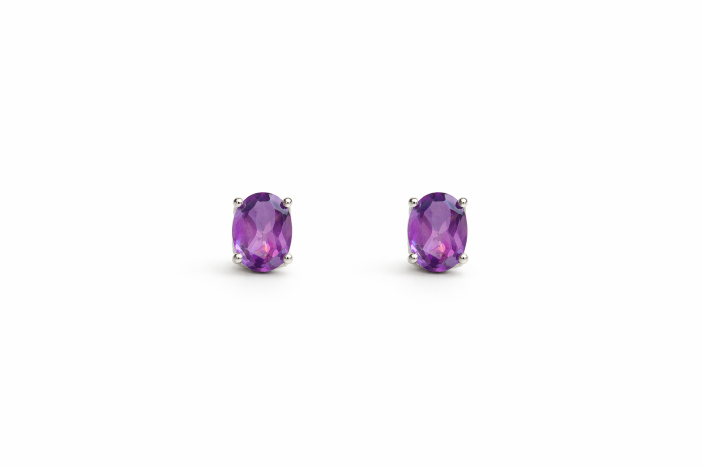 Sterling Silver Amethyst Stud Earrings